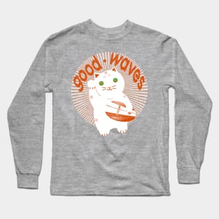 good waves cat print Long Sleeve T-Shirt